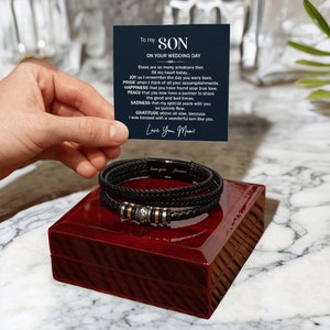 Son Getting Married Gift from Mom, Leather Bracelet Gift To Son On Wedding Day, Wedding Gifts for Son from Mom, Mom To Groom Bracelet image 10