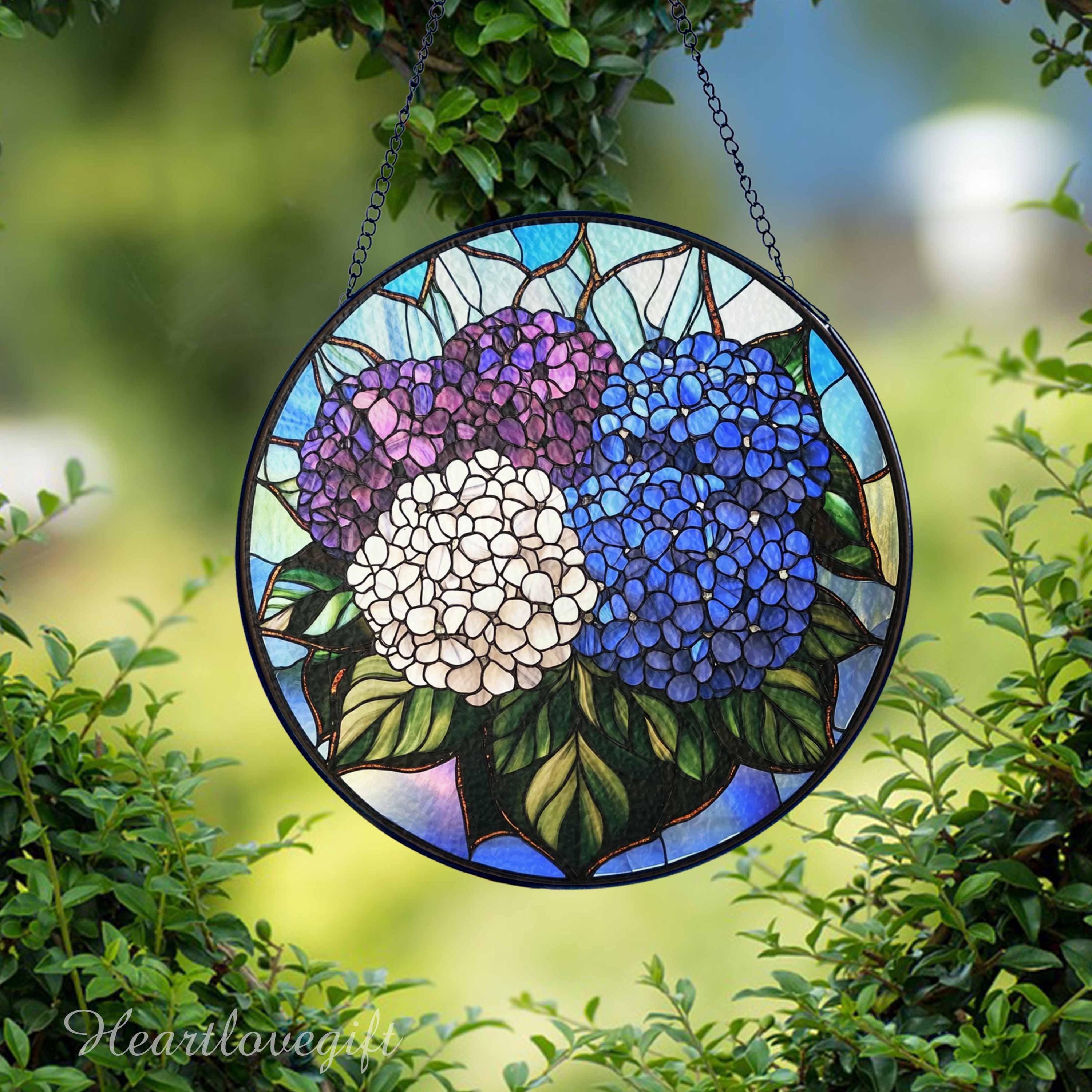 Hydrangea Window Display Hydrangea Bouquet Stained Glass Suncatcher, Hydrangea Flower Window ...