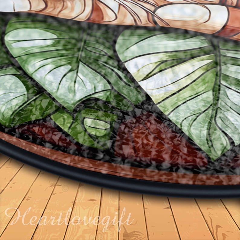 Orange Cat in Monstera Stained Glass Suncatcher, Plant Lover Gift ...