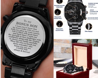 Personalized Watch Gift for Bonus Son/Bonus Son Birthday Gift/Gift for Bonus Son from Bonus Mom, Graduation or Christmas Gift for Bonus Son