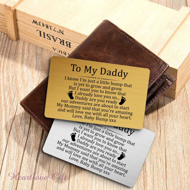 To My Daddy Gift from Bump Wallet Insert Card, Father's Day Gift for Dad To Be from Baby Bump/Pregnancy Gift for Dad/Expecting Dad Gift image 3