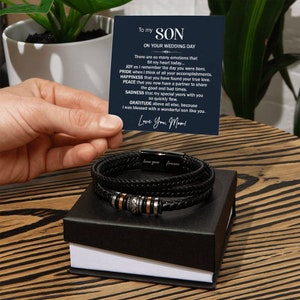 Son Getting Married Gift from Mom, Leather Bracelet Gift To Son On Wedding Day, Wedding Gifts for Son from Mom, Mom To Groom Bracelet image 8