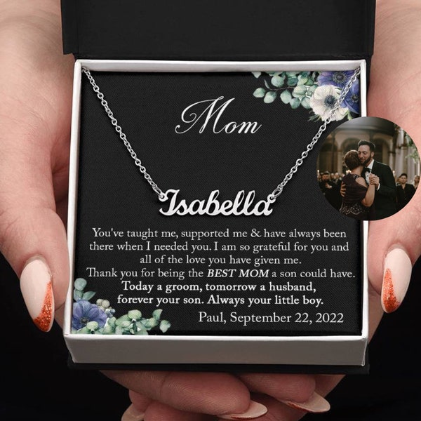 Mother of The Groom Necklace from Son Gift Wedding Necklace for Mum of Groom Personalized from Son To Mom, Groom To Mom Gift on Wedding Day