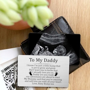 To My Daddy Gift from Bump Wallet Insert Card, Father's Day Gift for Dad To Be from Baby Bump/Pregnancy Gift for Dad/Expecting Dad Gift 2 Sides