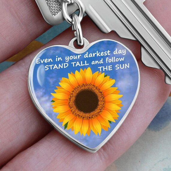 Personalized Sunflower Keychain Sunflower Key Chain Etsy