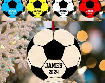 Personalized Soccer Ornament 2024, Soccer Player Ornament, Sports Themed Ornament, Soccer Team Gift, Kid Soccer Ornament Gift 2024