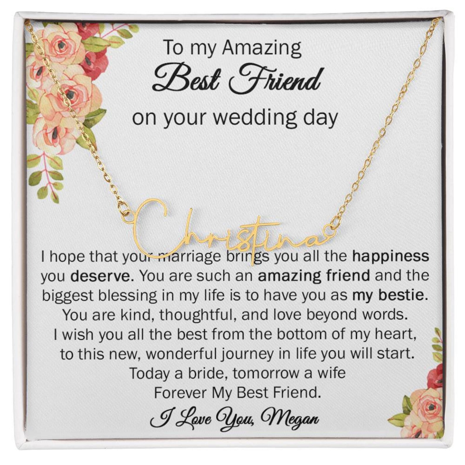 Best Friend Wedding Gifts, to My Best Friend on Her Wedding Day, Gift ...