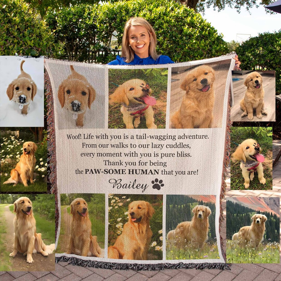 Personalized Pet Memorial Blanket, Dog Photo Memorial Gift, Custom Pet