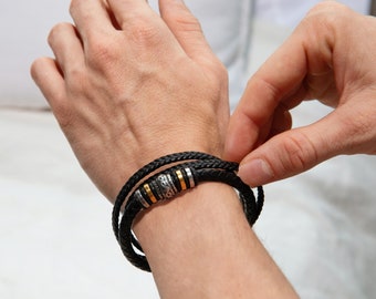 Meaningful Leather Bracelet for Son, Personalized Gift for Son