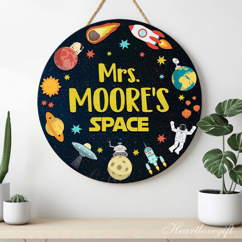 Custom Space Themed Door Sign, Custom Teacher Door Sign, Space Sign for ...
