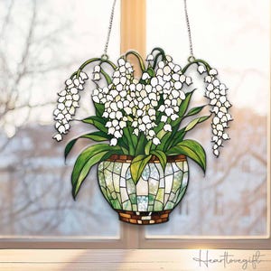 Lily of the Valley Acrylic Window Hanging, Lily Flower Acrylic Suncatcher, Lily Lovers Gift, Gift for Mother&#39;s Day, Lily Flower Home Decor