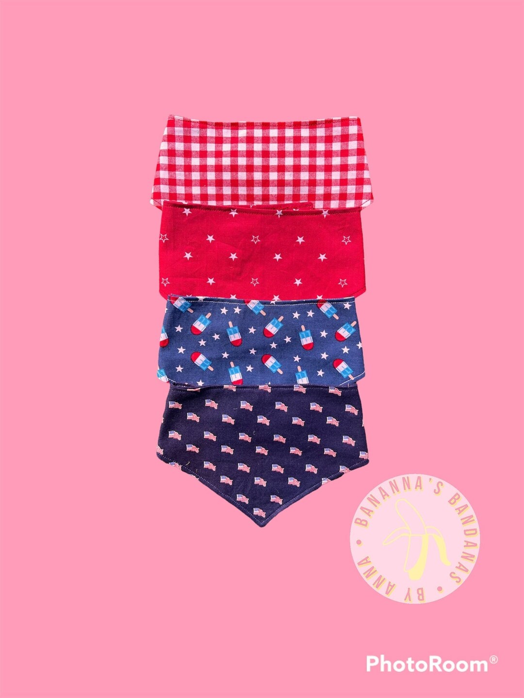 Dog Bandana / Snap on Dog Bandana / 4th of July Dog Bandana / Etsy