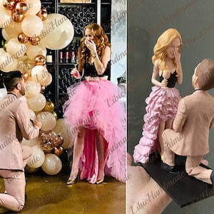 カスタムカップル像、ウェディングケーキトッパー、婚約ギフト、カスタムカップルポートレート、結婚祝い、新郎新婦へのギフト、クリスマスギフト