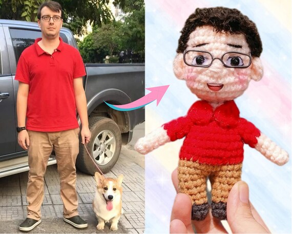 Custom Crochet Doll, Mini Look alike Doll, Mini Me Doll, Gifts for Him Boyfriend, Personalized Gifts, Mothers Day Gifts, Fathers Day Gifts