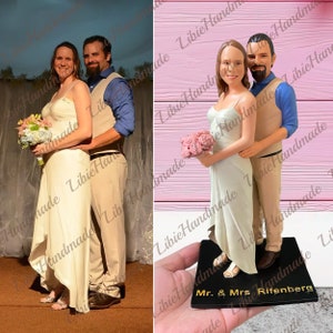 Personalized Couple Figurine, Custom Couple Figure, Wedding Cake Topper, Bridesmaid Gifts, Groomsmen Gifts, Engagement Gifts, Wedding Gifts image 4