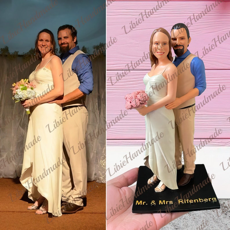 Personalized Couple Figurine, Custom Couple Figure, Wedding Cake Topper, Bridesmaid Gifts, Groomsmen Gifts, Engagement Gifts, Wedding Gifts image 4