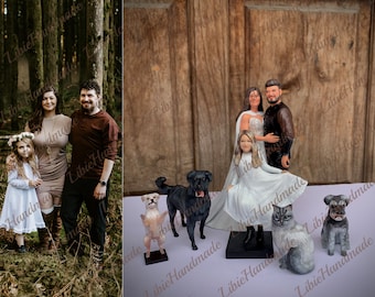 Benutzerdefinierte 3D Familienfigur, Benutzerdefinierte Familienportrait, Einzigartige Geschenke für die Familie, Benutzerdefinierte Bobbleheads, Jubiläumsgeschenke, Geburtstag Cake Topper
