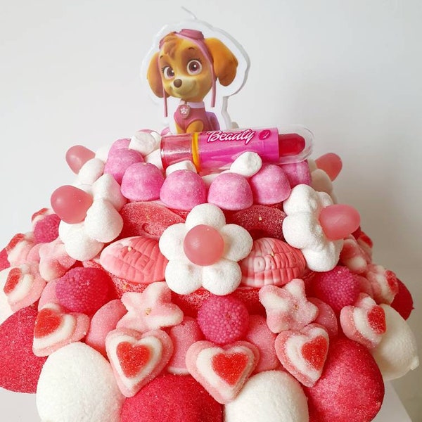 Gâteau de bonbons Pat Patrouille avec Bougie Stella fait main