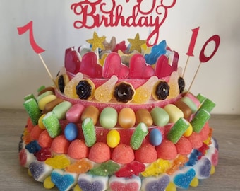 Gâteau de bonbons Haribo coloré Anniversaire enfant adulte personnalisé fait main