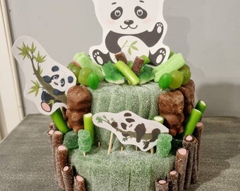 Gâteau de bonbons Panda dans la nature enfant adulte anniversaire theme personnalisé fait main