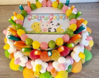 Gateau de bonbons enfant Titounis coloré Haribo anniversaire