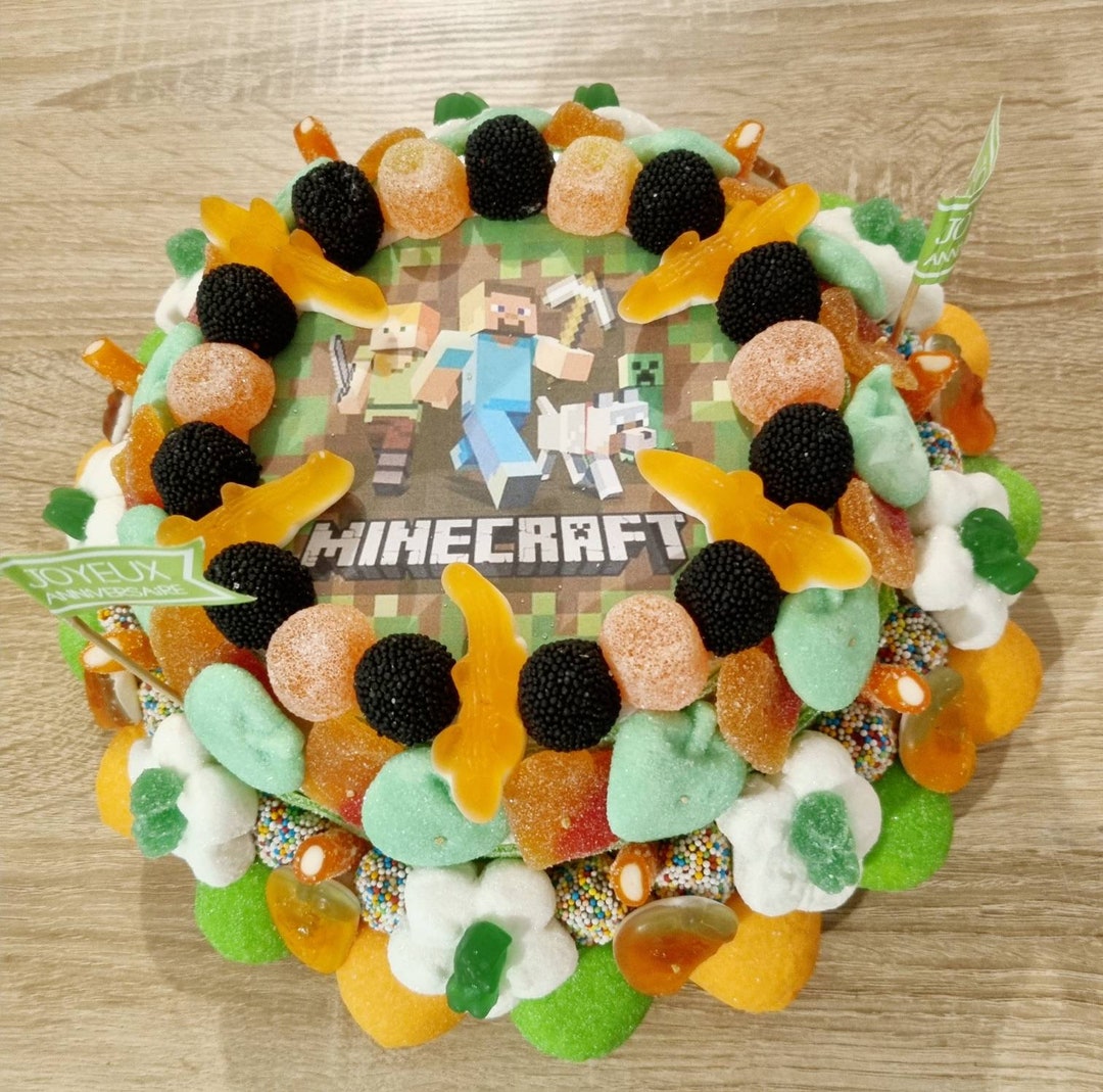Gâteau de bonbons Minecraft Anniversaire enfant garçon personnalisé ...