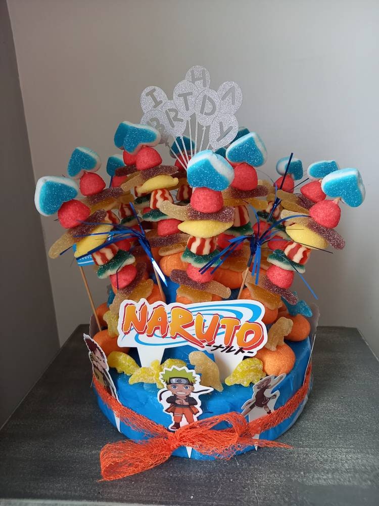 Gâteau de brochettes bonbons Anniversaire Naruto enfant garçon
