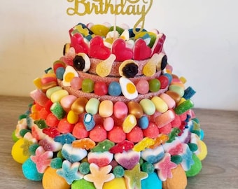 Gâteau de bonbons Haribo coloré XL Anniversaire enfant adulte Séminaire personnalisé fait main