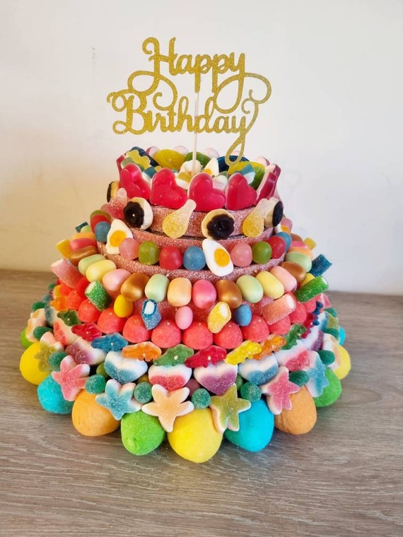 Gâteau de bonbons Haribo coloré XL Anniversaire enfant adulte Séminaire  personnalisé fait main -  France