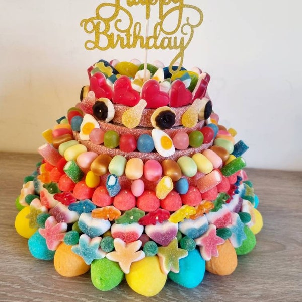 Gâteau de bonbons Haribo coloré XL Anniversaire enfant adulte Séminaire personnalisé fait main