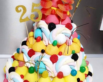 Gâteau de bonbons XL Anniversaire Guimauves Chamallows Adulte personnalisé fait main