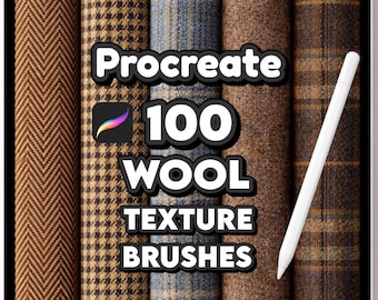 100 Tweed & Wool Procreate brushes, Realistic fabric texture for Fashion Illustration, Clothing design kit