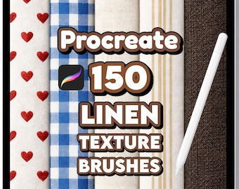 150 pinceles de lona de lino y arpillera para Procreate, textura de tela realista para diseño de moda ecológica.
