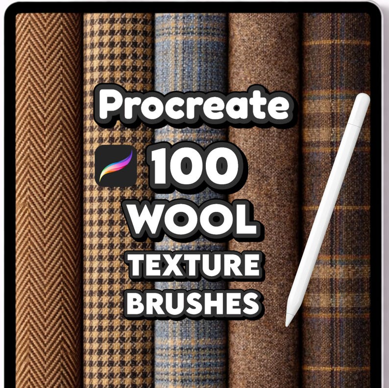 Procreate fabric brushes bundle, Realistic texture seamless patterns for Fashion illustration & Interior design