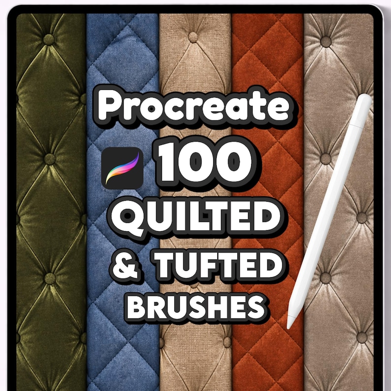 Procreate fabric brushes bundle, Realistic texture seamless patterns for Fashion illustration & Interior design