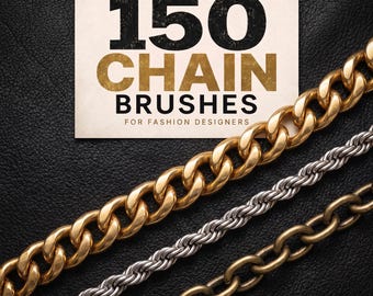 150 Chain Procreate brushes, Dual color metallic chains, Stamps for Jewelry design & Fashion illustration