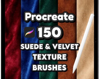 150 pinceles de gamuza y terciopelo para Procreate, material de tapicería realista, textura de tela suave para diseño de ropa.