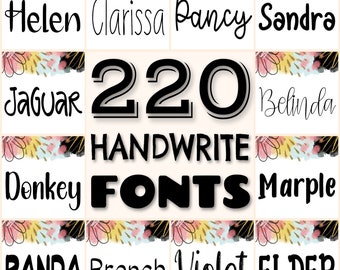 220 Handwritten fonts bundle, hand crafted fonts, digital alphabet, script fonts pack, modern handwriting, marker fonts set, Procreate fonts