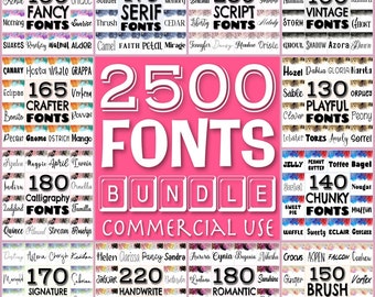 2500 Fonts bundle, script fonts set, craft fonts pack, handwritten fonts, serif typeface, wedding fonts set, Procreate font, commercial use