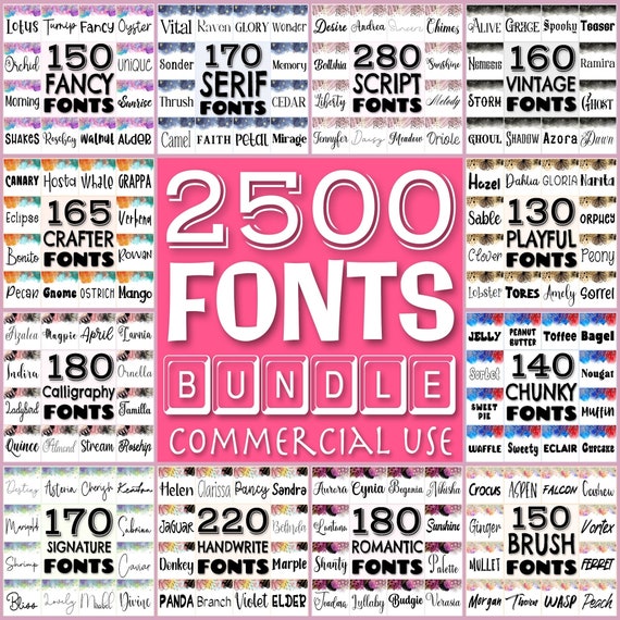 2500 Fonts bundle, script fonts set, craft fonts pack, handwritten fonts, serif typeface, wedding fonts set, Procreate font, commercial use