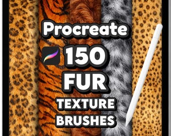 150 pinceles de pelo para Procreate, pelo animal realista, textura de piel sintética para diseño e ilustración de ropa.