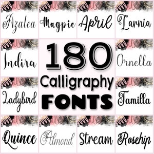 180 Calligraphy fonts bundle, script font pack, cursive font set, handwritten fonts, digital alphabet, Procreate font, commercial use