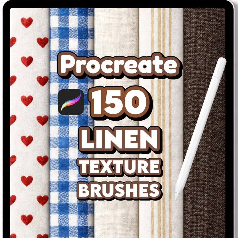 Procreate fabric brushes bundle, Realistic texture seamless patterns for Fashion illustration & Interior design