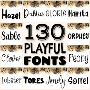 130 Playful fonts bundle, script font pack, serif font set, handwritten fonts, digital font, cute typeface, Procreate font, commercial use