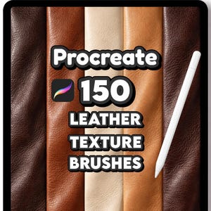 150 Leather Procreate-borstels voor mode-illustratie, realistische leertextuur, kledingontwerpset bovenkleding