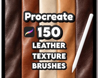 150 pinceles de cuero para Procreate para ilustración de moda, textura de cuero realista, kit de diseño de prendas de vestir exteriores.
