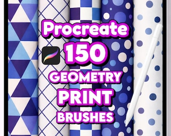 150 pinceles de Procreate con patrones geométricos, formas sin costuras para diseño de moda y ropa deportiva, paquete de texturas limpias