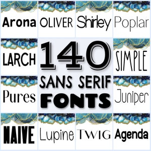 140 Sans font bundle, simple fonts pack, sans serif fonts, minimalistic fonts, digital alphabet, Procreate font, farm fonts, commercial use