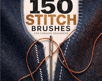 150 pinceles Stitch para Procreate, puntadas técnicas y decorativas para Fashion Flats, herramientas de diseño de ropa.