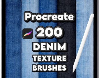 200 Denimtextuur Procreate-penselen, realistische jeanstextuur voor modeontwerp en digitale kunst